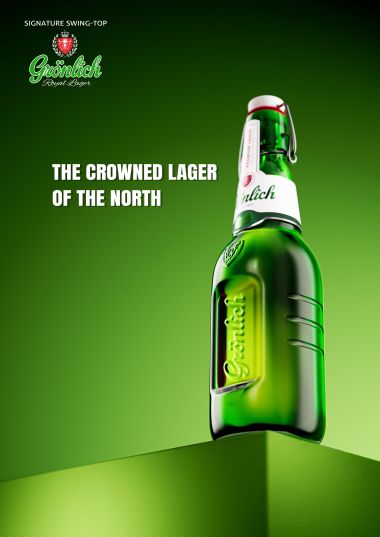Werbemotiv für Lagerbier (Groenlich) mit frischer Ausleuchtung und Color-Grading.
