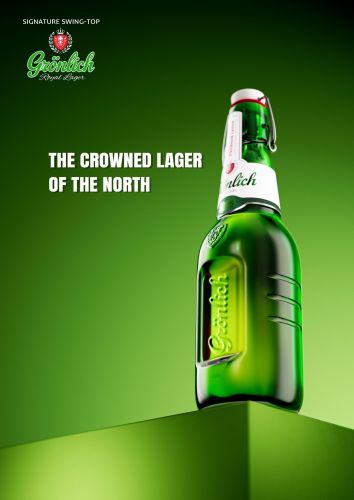 Werbemotiv für Lagerbier (Groenlich) mit frischer Ausleuchtung und Color-Grading.